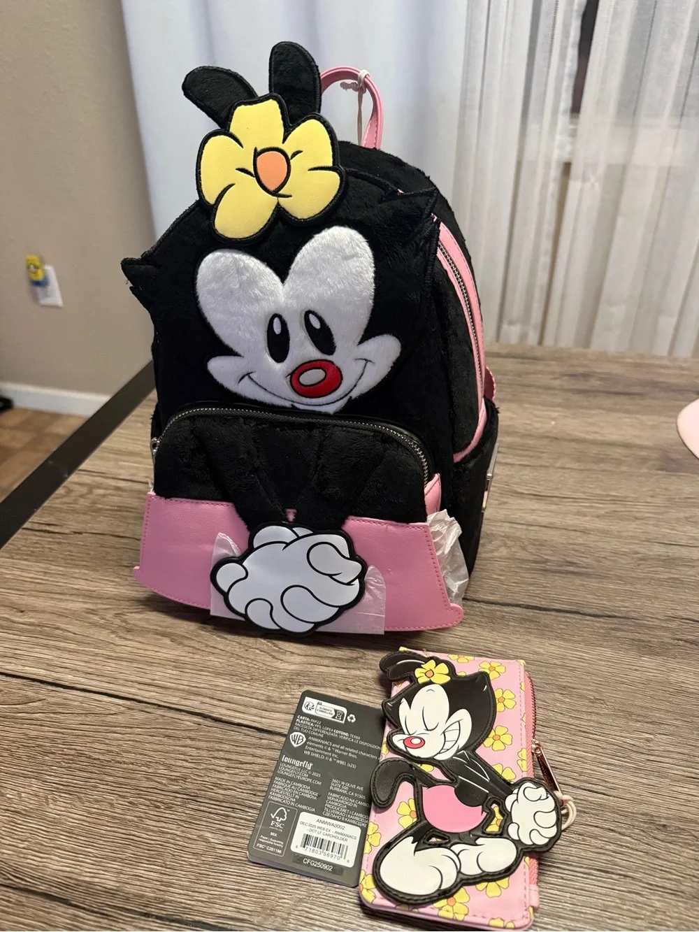 Animaniacs Pink & Black Loungefly with Matching Wallet
